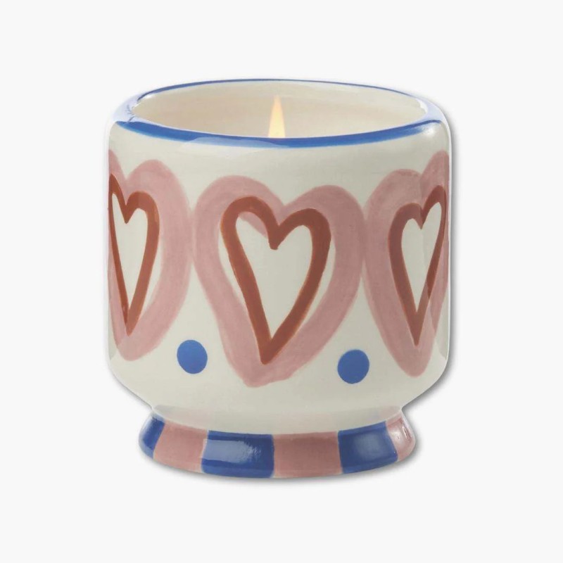 Vela A Dopo Hearts Rosewood Vanilla – cerámica dulce amaderada