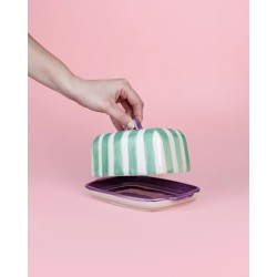 Mantequillera de cerámica Esmeralda | Recipiente para mantequilla con tapa